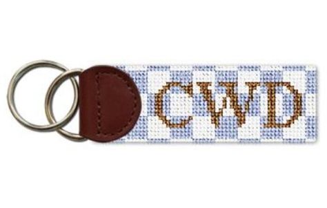 "This listing is for a fully stitched and finished on leather key fob: (ready-to-use, made to order) No matter how you look at it, this familiar, friendly, and cheerful checkerboard pattern creates the perfect needlepoint key fob for women or men. We will add your monogram or initials, and would be happy to create a color palette that will match your personal taste. We'll do the stitching for you on this needlepoint key fob. SIZE: designed to be 8\" (length looped around) x 1.1 inch. Pictures sh Needlepoint Keychain, Needlepoint Monogram, Key Fobs Diy, Needlepoint Key Fob, Needlepoint Christmas Ornaments, Leather Key Fobs, Needlepoint Christmas, Checkerboard Pattern, Needlepoint Stitches