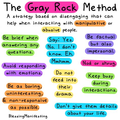 Gray Rock Method, Grey Rock Method, Grey Rock, Gray Rock, Narcissistic Behavior, Therapy Worksheets, Therapy Tools, Mental And Emotional Health, Coping Skills