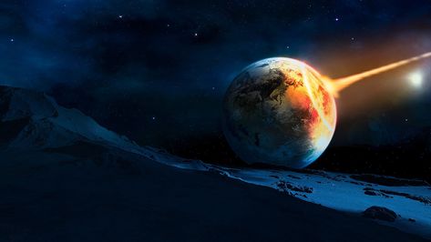 Planet Destruction, Sci Fi Planet, Photoshop Wallpapers, Sun Space, Moon Planet, Earth Illustration, Mountain Illustration, Space Photography, Planets Wallpaper