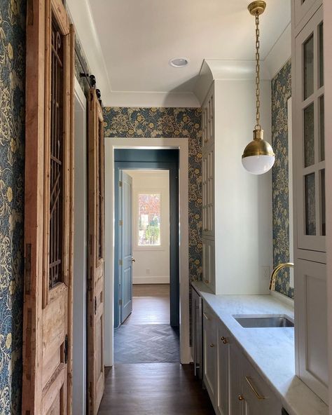 Twin Construction, Inc. (@twinconstruction) • Instagram photos and videos Pantry Wallpaper, Historic Home Interiors, Pantry Interior, Pantry Lighting, Pantry Inspiration, Butler’s Pantry, Closet Renovation, Butlers Pantry, Coffee Nook