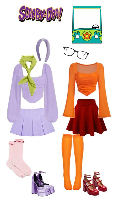 Scooby Doo Halloween Costume Ideas Scooby Doo Halloween Costume Ideas, Scooby Doo Daphne And Velma, Daphne Halloween Costume, Scooby Doo Daphne, Scooby Doo Halloween Costumes, Velma Costume, Scooby Doo Costumes, Daphne Scooby Doo Costume, Velma Scooby Doo