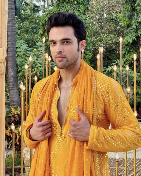 Parth Samthaan And Niti Taylor, Best Wedding Suits For Men, Indian Wedding Clothes For Men, Best Wedding Suits, Haldi Outfits, Haldi Outfit, Niti Taylor, Parth Samthaan, Kurta Men