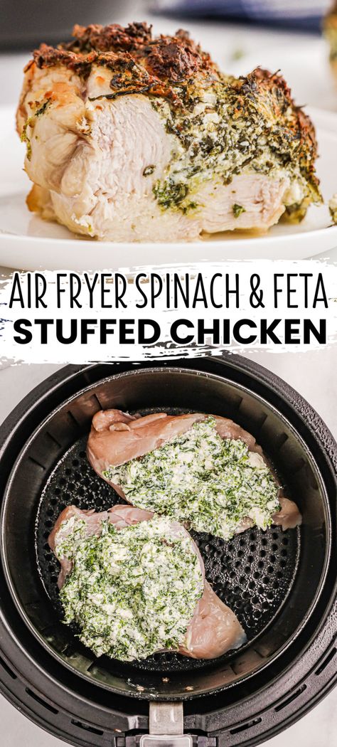 Spinach Artichoke Chicken Air Fryer, Spinach Stuffed Chicken Air Fryer, Air Fryer Pesto Chicken Breast, Air Fry Stuffed Chicken Breast, Spinach Feta Stuffed Chicken Breast, Airfryer Stuffed Chicken Breast, Air Fryer Stuffed Chicken Breast, Air Fryer Spinach, Spinach Feta Chicken