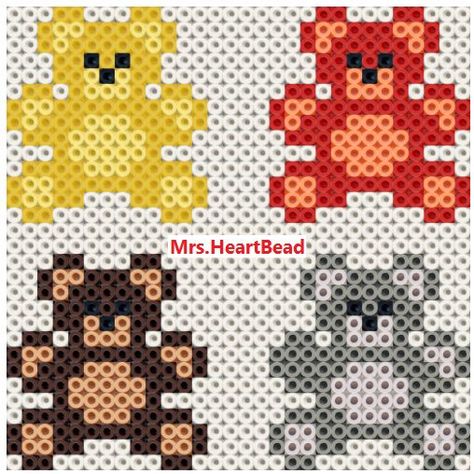 Pixel/bead pattern. Teddy bears, counting teddys outside on houses, while taking a walk. Envented in 2020 in the corona pandemic. Teddy Bear Perler Beads, Bear Perler Beads, Kids Craft Gifts, Melt Beads Patterns, Teddy Bears Valentines, Pixel Beads, Easy Perler Beads Ideas, Fuse Bead Patterns, Perler Bead Templates