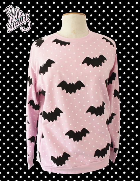 A super comfy sweatshirt thatll keep you warm on cold days!  *this sweatshirt is slightly longer and much softer than our previous sweatshirts! Bat Sweater, Pastel Clothes, Creepy Cute Fashion, Alternative Subcultures, Pastel Goth Outfits, Goth Outfit, Pastel Goth Fashion, Life Crisis, Pastel Fashion