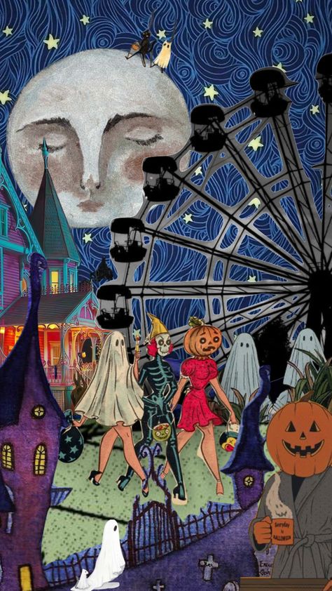 Wallpaper Backgrounds Spooky, Summer Halloween Wallpaper, Summer Halloween Aesthetic, Spooky Art Aesthetic, Samhain Phone Wallpaper, Vintage Horror Art, Gothic Summer Wallpaper, Spooky Wallpapers, Spooky Summer Wallpaper