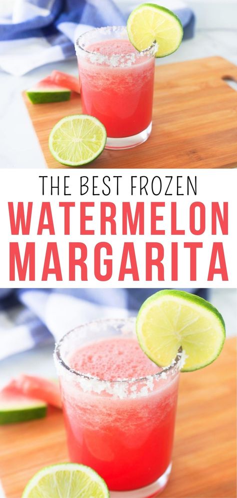 Virgin Watermelon Margarita, Recipes With Watermelon, Watermelon Recipes Drinks, Watermelon Margarita Recipe, Watermelon Drinks, Watermelon Cocktail Recipes, Boozy Cocktails, Frozen Watermelon Margarita, Easy Cocktail Recipe