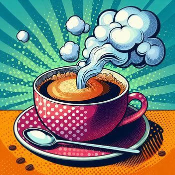 steaming cup of coffee, pop art - Image Creator from Microsoft Designer Pop Art Coffee Shop, Coffee Pop Art, Pop Art Cafe, Steaming Cup Of Coffee, Strip Art, Pop Art Images, Steaming Cup, Pop Art Portraits, Coffee And Books