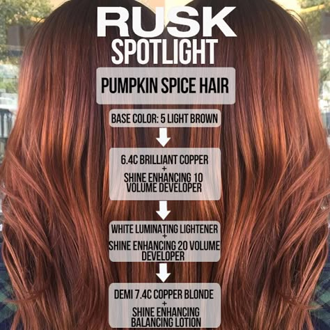 Pumpkin Spice Hair Color Formula, Spice Hair Color, Pumpkin Spice Hair Color, Pumpkin Spice Hair, Color Formulas, Copper Blonde, Dark Caramel, Hair Color Formulas, Hair Color Chart