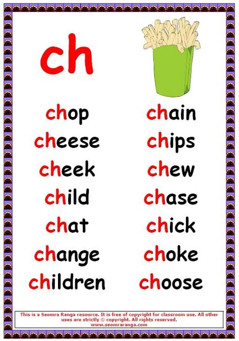 ch Words 2 Ch Phonics Worksheets, Ch Sound Words, Ch Phonics, Ch Words, Ch Sound, Phonics Chart, Phonics Posters, Phonics Rules, Long Vowel