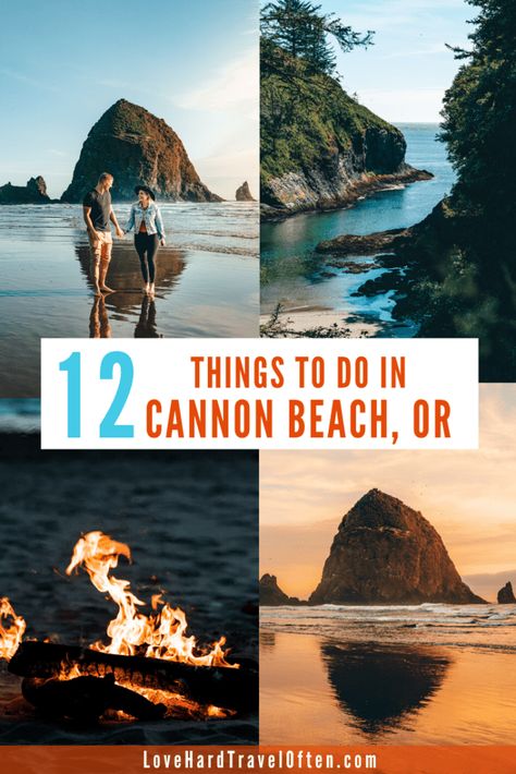 12 Things To Do in Cannon Beach - the perfect Oregon Coast getaway! Oregon Fall, Oregon Trip, Oregon Beach, Oregon State Parks, Haystack Rock, Washington State Parks, Oregon Hikes, Ecola State Park, Girls Trips