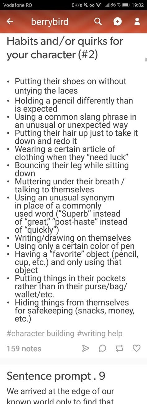 Good And Bad Habits For Characters, Character Habits And Mannerisms, Quirks And Flaws For Characters, Good Character Habits, Fun Character Quirks, Character Habits Writing, Quirky Character Traits, Habits To Give Characters, Character Quirks Writing