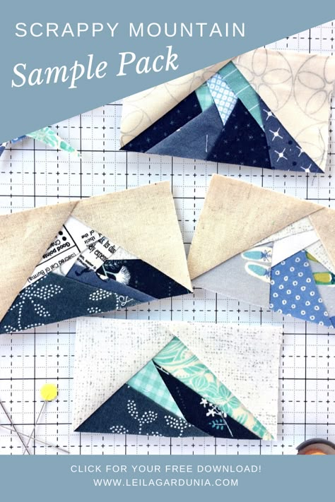 Scrappy Mountain Quilt, Ski Quilt Block, Foundation Paper Piecing Quilts, Mountain Quilt Pattern Ideas, Free Mountain Quilt Pattern, Paper Piecing Quilt Patterns Free, Mountain Quilt Block Free Pattern, Mini Quilt Block Patterns, Mountain Quilts Ideas