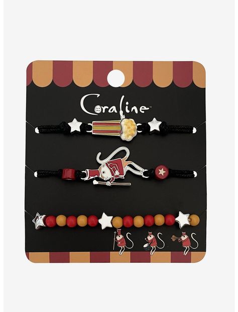 Coraline Jumping Mice Circus Bracelet Set | Hot Topic Mouthwashing Bracelet, Hot Topic Accessories, Coraline Hot Topic, Jumping Mice Coraline, Mice From Coraline, Coraline Jumping Mice, Coraline Merch, Hot Topic Pins, Coraline Bracelet