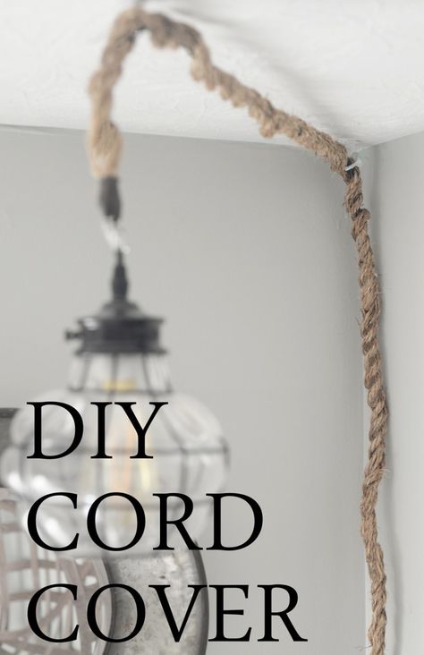 Light Cord Cover, Twine Diy, Cord Cover, Light Chain, Lamp Cord, Do It Yourself Projects, Hanging Wire, Remodeling Ideas, Garden Shed