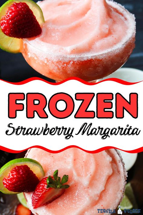 frozen strawberry margarita How To Make A Frozen Margarita, Frozen Margarita Recipes Blender, Best Frozen Margarita, Frozen Strawberry Margarita Recipe, Strawberry Margaritas, Frozen Strawberry Margarita, Strawberry Margarita Recipe, Tequila Rose, Frozen Strawberry