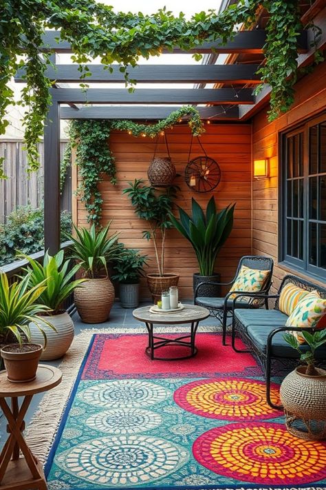 This Pinterest pin showcases 20 trendy patio ideas to transform your outdoor space. The pin features colorful outdoor rugs, cozy seating arrangements, and stylish decor elements, as seen in 1 images. Perfect for anyone looking to revamp their backyard into a stunning retreat Chill Zone, Backyard Dreams, Outdoor Patio Ideas, Dream Backyard, The Neighborhood, Patio Ideas, Outdoor Patio, Colorful Rugs, Outdoor Space