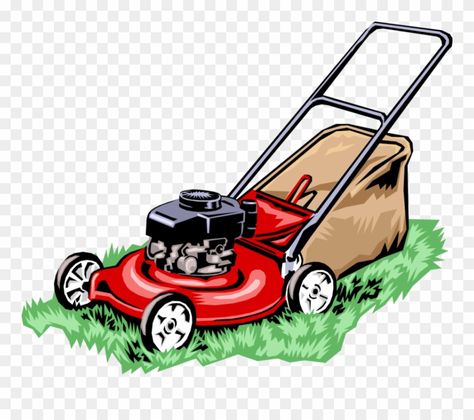 Vector Illustration Of Yard Work Lawn Mower Cuts Grass - Lawn Mower Clipart Cartoon Lawnmower, Lawnmower Drawing, Lawn Mower Drawing, Mowing Business, Gardening Logo, Lawn Mowing Business, Summer Australia, Landscaping Logo, Lawn Work