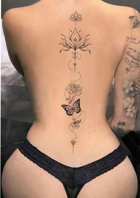 Back Tattoo Women Spine, Majestic Creatures, Spine Tattoos For Women, Dope Tattoos For Women, Tattoo Women, Cute Tattoos For Women, Spine Tattoo, Back Tattoo Women, Tattoo Feminina