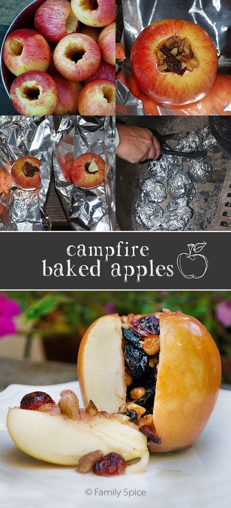 These Campfire Baked Apples are easy to make while on a camping trip or you can bake them in the oven while relaxing at home! Camping Hacks Food, Camping Foods, Campfire Recipes, Camping Food Ideas, Quick Healthy Snacks, Orange Peels, Camp Food, Campfire Food, Campfire Cooking