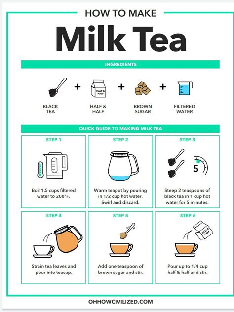 Cold Milk Tea, Black Milk Tea Recipe, Classic Milk Tea Recipe, Tea With Milk Recipe, Milk Tea Recipe No Boba, How To Make Milk Tea At Home, Coffee Boba Tea Recipe, Milk Boba Tea Recipe, How To Make Milk Tea