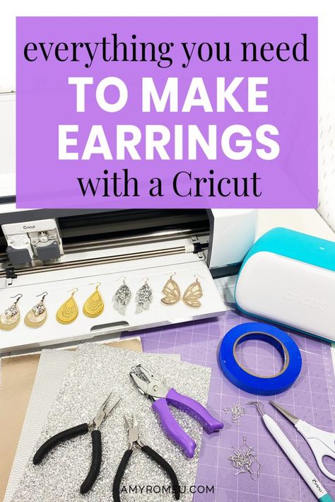 Learn exactly what you need to get started making earrings with your Cricut Maker, Explore Air 2, or Cricut Joy. Cricut Faux Leather Earrings, Cricut Jewelry, Cricut Earrings, Cricut Air 2, Cricut Explore Air Projects, Circuit Crafts, How To Use Cricut, Svg Templates, Cricut Stencils