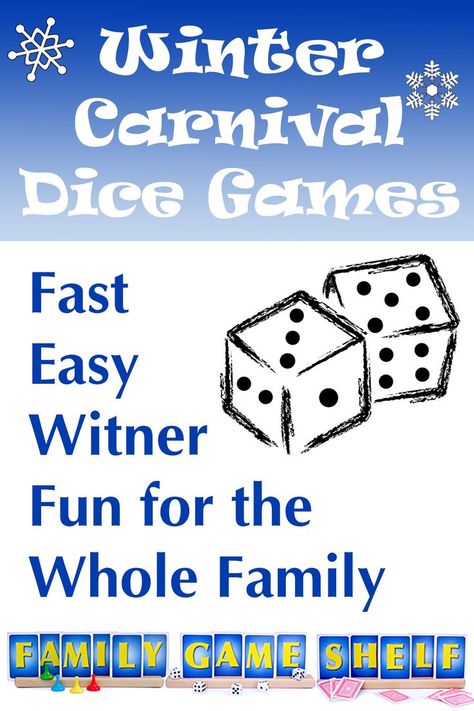 Looking for some indoor winter fun? Check out our big list of Winter Carnival Dice games--bringing all the winter fun inside to the game table. Game include Snowball Fight, Hockey, Egg Toss and so much more. Great for parties! See the list ofr your next winter family game night