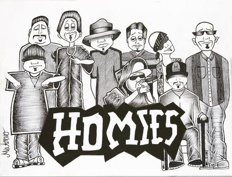 The Homies Drawings, Homies Drawing Easy, Homies Characters Drawing, Chicano Handwriting, Lil Homies Drawings, Oldies Drawings Easy, Cholo Clown Drawing, Chicano Paintings, Chicano Style Drawing