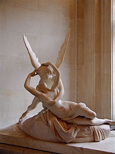 Psyche Revived by Cupid's Kiss by Antonio Canova Psyche Revived By Cupid's Kiss, Cupid's Kiss, Eros And Psyche, Antonio Canova, Unique Postcards, Cupid And Psyche, Paris Pictures, Museums In Paris, Louvre Paris