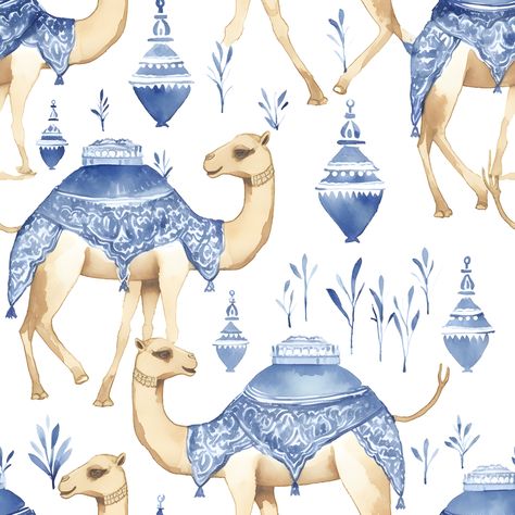 Quirky camel design block print Camel Illustration, Camels Illustration, Arabian Pattern, Eid Card Designs, Floral Cards Design, Print Design Art, Print Iphone, Islamic Art Pattern, Tableau Design