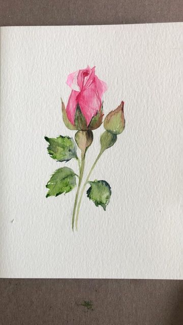 Flower Painting Videos, Learn Watercolor Painting, Watercolor Flowers Tutorial, Watercolor Paintings For Beginners, Diy Watercolor Painting, Watercolor Flower Art, Watercolor Painting Techniques, Rose Bud, Watercolor Paintings Tutorials