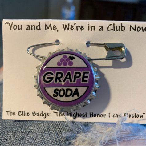 Replica Ellie Badge Grape Soda Pin Bottlecap Up | Etsy Up Movie Grape Soda Pin, Bottle Cap Pin, Grape Soda Pin, Up Movie, Movie Pins, Etched Glassware, Girl Scout Swap, Fish Extender, Grape Soda