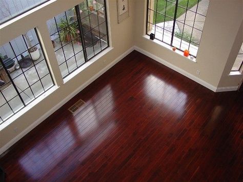 I love, love, love this gorgeous dark Brazilian cherry hardwood. It's such a rich and vibrant color; I would do this in every room of the house if I could. Brazilian Cherry Hardwood Flooring, Cherry Hardwood Flooring, Cherry Wood Floors, Hardwood Floor Colors, Brazilian Cherry, Wood Floors Wide Plank, Cherry Hardwood, Wooden Floors, Home Goods Decor