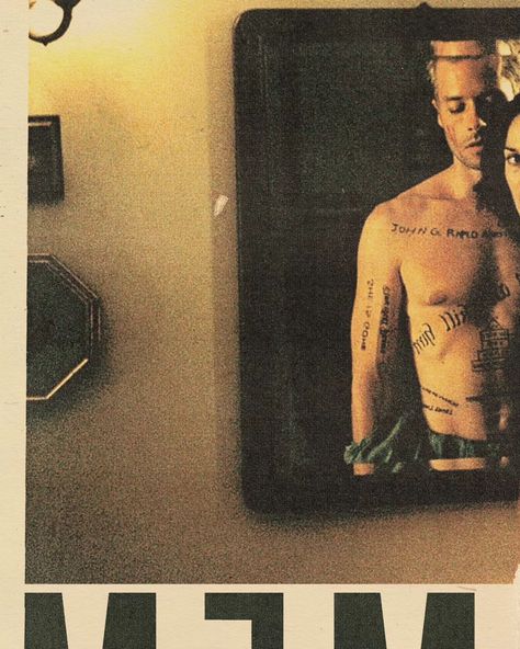 Day33: Memento (2000). .. . . . . ... . . . . . . . . . . . . . . . . #MementoMovie#ChristopherNolan#FilmNoir#PsychologicalThriller#LeonardShelby#MemoryLoss#NonlinearStorytelling#CultClassic#MindBendingMovies#Cinematography#NolanFans#2000sCinema#IndieFilmVibes#ThrillerMovies#GuyPearce Memento Movie Tattoos, Memento Tattoo Movie, Memento Wallpaper, Cinematography Wallpaper, Memento Movie, Memento Tattoo, Movie Tattoos, Halloween Inspo, Film Aesthetic