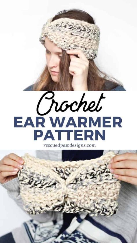 How To Crochet Ear Warmers, Easy Crochet Ear Warmer, Crochet Ear Warmer Free Pattern, Ear Warmer Crochet Pattern, Simple Crochet Stitches, Ear Warmer Pattern, Ear Warmer Crochet, Crochet Ear Warmer Pattern, Bandeau Au Crochet