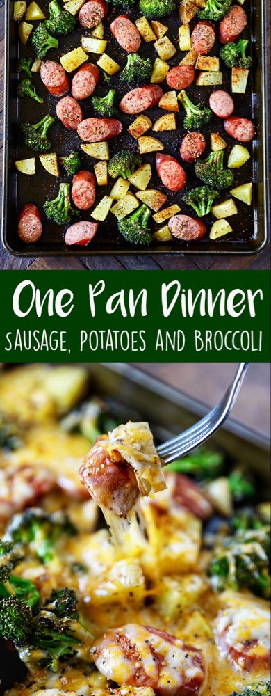 One Pan Dinner Sausage Potatoes and Broccoli Dinner With Sausage, Roasted Potatoes And Broccoli, Smoked Turkey Sausage, Potatoes And Broccoli, Dinner Sausage, Broccoli And Potatoes, Pan Chicken Fajitas, One Pan Dinner, Sausage Potatoes