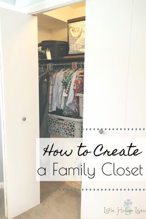 Need to simplify your laundry situation? Learn how creating a family closet can be the perfect solution to save you time and sanity! #familycloset #laundrysystem #laundyinminutes #easylaundry Family Closet Organization, Laundry Room Family Closet, Family Closet Laundry Room, Big Family Organization, Schoolhouse Home, House Tips And Tricks, Master Closets, Closet Storage Ideas, Laundry System