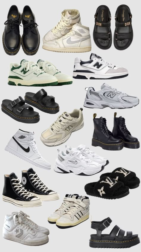 Adidas Y2k Shoes, Essential Streetwear Shoes, Shoes Board, Shoes Wishlist Aesthetic, Baggy Shoes, Different Types Of Converse, Different Types Of Sneakers, Grunge Style Shoes, Wishlist Moodboard