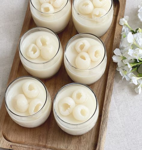 Lychee Pudding, Agar Agar Desserts, Asian Dessert, Lychee Recipes, Agar Agar Jelly, Asian Dessert Recipes, Jelly Desserts, Gelatin Recipes, Amazing Food Decoration