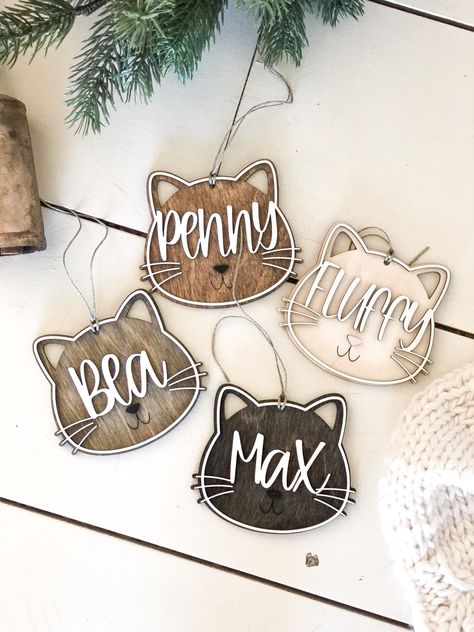 Personalized Cat Ornament Custom Cat Ornament Personalized Pet Ornament Cat Christmas Ornament Free Shipping 4.5 Inches - Etsy Personalized Pet Ornaments, Cat Ornaments Diy, Christmas Laser Cut Ideas, Laser Cut Christmas Decorations, Homespun Crafts, Pet Ornaments, Dog Tree, Work Christmas Party, Persian Cats