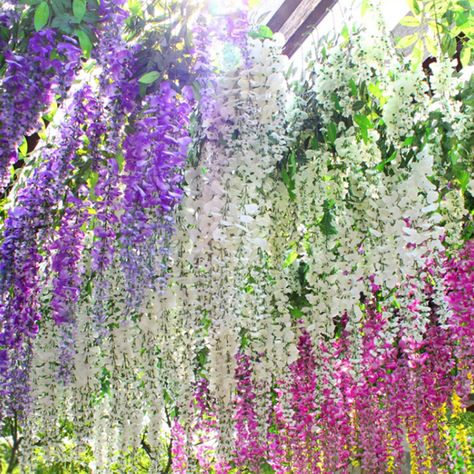 Wisteria Vine, Vine Garland, Fern Wedding, Trellis Ideas, Wisteria Tree, Flower Wall Backdrop, Hanging Garland, Artificial Silk Flowers, Hanging Flowers