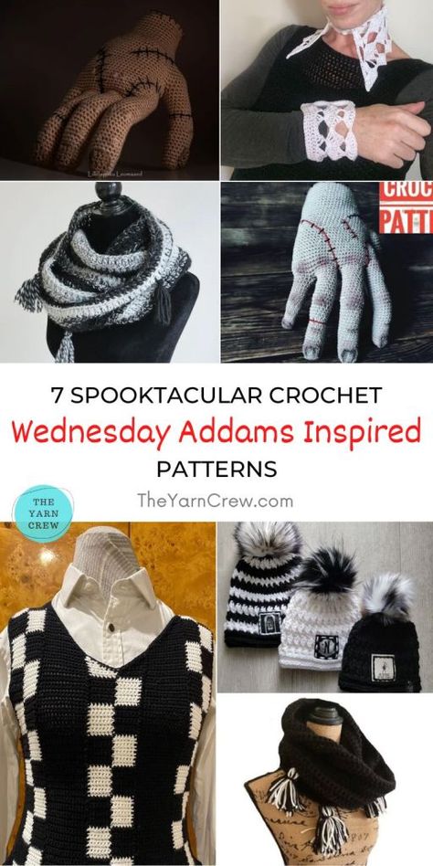 Addams Family Crochet, Crochet Wednesday Addams, Wednesday Addams Crochet, Crochet Wednesday, Wednesday Addams Inspired, Best Crochet Patterns, Dark And Mysterious, Yarn Bee, Crochet Decor