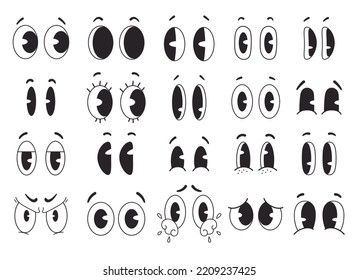 Cartoon retro eye face expression comic style isolated set. Vector graphic design element illustration#Facegraphic #Facegraphicdesign #Facegraphicdesigncartoon #Inkblot  #Inkblotcartoon #Inkblotcartoonstyle Rubberhose Tattoo, Cartoon Eye Styles, Cartoon Eyes Cute, Inkblot Cartoon, Cartoon Eyebrows, Eyes Drawing Cartoon, Character Eyes, Cute Cartoon Eyes, Faces Cartoon