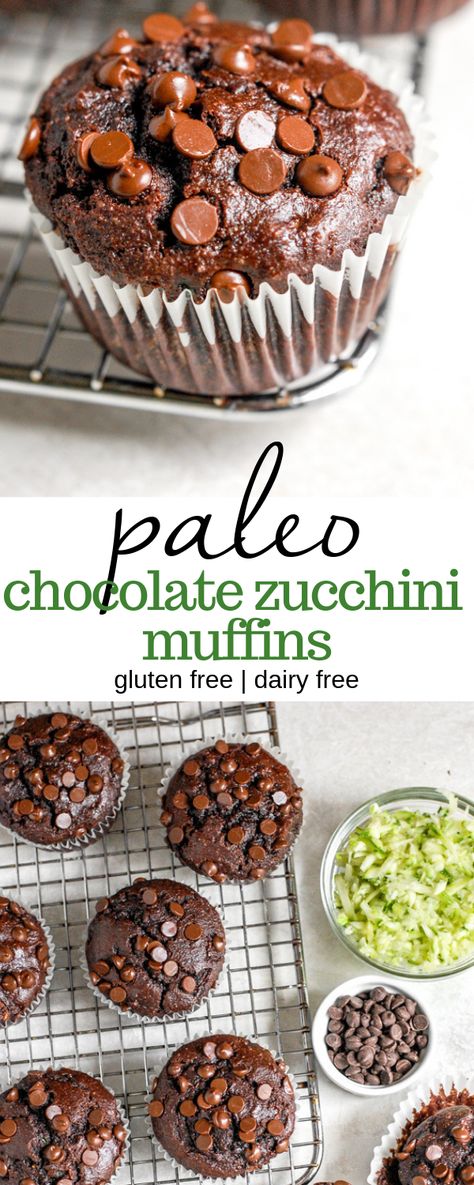 Gluten Free Dairy Free Muffins, Paleo Zucchini, Chocolate Zucchini Muffins, Double Chocolate Muffins, Zucchini Muffins, Paleo Chocolate, Gluten Free Muffins, Chocolate Zucchini, Chocolate Muffins