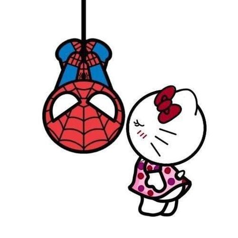 Spiderman And Hello Kitty, Small Diy Gifts, Boyfriend Kissing, Hello Kitty Imagenes, Hello Kitt, Spiderman Coloring, Easy Cartoon Drawings, Instruções Origami, Diy Gift Set