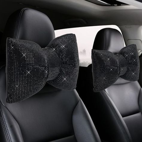 PRICES MAY VARY. 【Comfortable Bowknot Shape】With ergonomics design, bling pillow for car is created to fill the gap between the headrest and the seat back. Perfectly fit your body curve and provide comfortable support to your shoulder, neck and head. 【Lots of Bling Bling】Bling neck pillow for car headrest plus the perfect amount of crystal diamond to match your car, any small amount of light can make them sparkle. 【No Catching Hair】 The cute car neck pillow is studded with sparkly rhinestone by