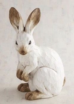 Bunny Pillows, Carved Wooden Animals, Woodland Rabbit, Bunny Statue, Rabbit Sculpture, Easter Pillows, Foyer Table, Tanah Liat, Bunny Figurine