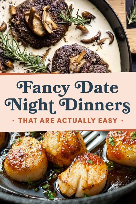 Easy Fancy Dinner Recipes, Easy Fancy Dinner, Dinner Date Recipes, Valentines Food Dinner, Night Dinner Recipes, Fancy Date Night, Fancy Date, Fancy Dinner Recipes, Date Night Dinners