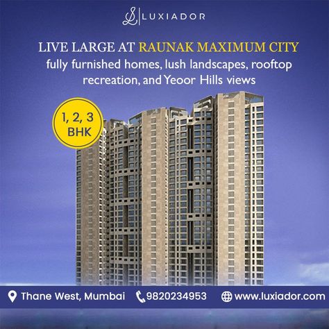 Embrace the extraordinary at Raunak Maximum City 🏡✨ Indulge in the perfect blend of luxury living with furnished homes, breathtaking landscapes, and panoramic views of Yeoor Hills. Dive into a world of amenities including a sparkling pool, rooftop movie screenings, and a fully-equipped gym. Your dream home awaits – contact us for details! +91-9820234953 #LuxuryLiving #MaximumCityLiving #HomeSweetHome #raunakgroup #luxiador #thane #thanemumbai #mumbaikar #miraroadproperty #mumbaiproperties Rooftop Movie, Pool Rooftop, Luxury Apartment, Movie Screen, City Living, Luxury Apartments, Real Estate Investing, Luxury Living, Real Estate Agent