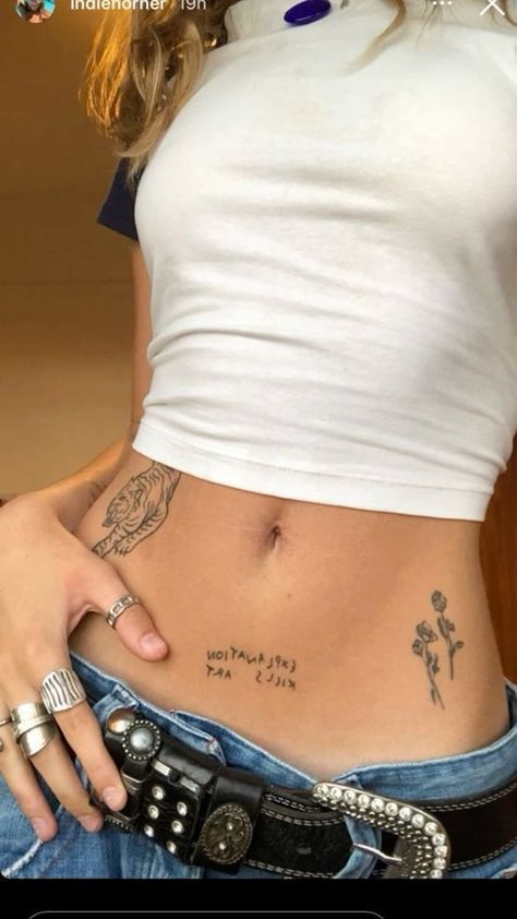 Low Rise Tattoo, Lower Belly Hip Tattoo, Upper Belly Tattoos For Women, Tattoo Ideas Lower Stomach, Tattoo Lower Belly, Stomach Tattoo Female, Low Waist Tattoo, Under Belly Button Tattoo, Side Belly Tattoo